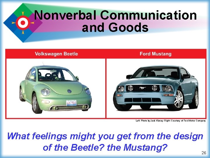 Nonverbal Communication and Goods Left: Photo by Jack Klasey; Right: Courtesy of Ford Motor