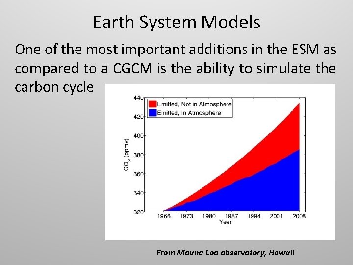 Earth System Models One of the most important additions in the ESM as compared