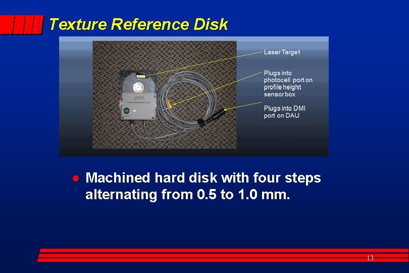 Texture Reference Disk l Machined hard disk with four steps alternating from 0. 5
