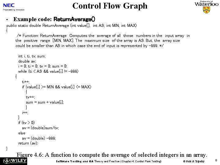 Control Flow Graph • Example code: Return. Average() public static double Return. Average (int