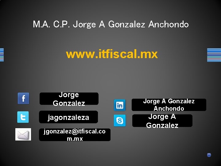 M. A. C. P. Jorge A Gonzalez Anchondo www. itfiscal. mx Jorge Gonzalez jagonzaleza