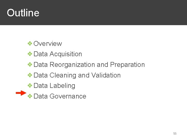  Outline ❖Overview ❖Data Acquisition ❖Data Reorganization and Preparation ❖Data Cleaning and Validation ❖Data