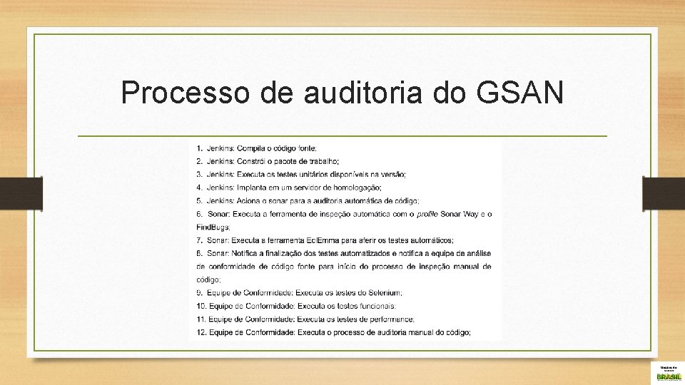 Processo de auditoria do GSAN 