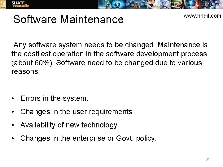  Software Maintenance www. hndit. com Any software system needs to be changed. Maintenance