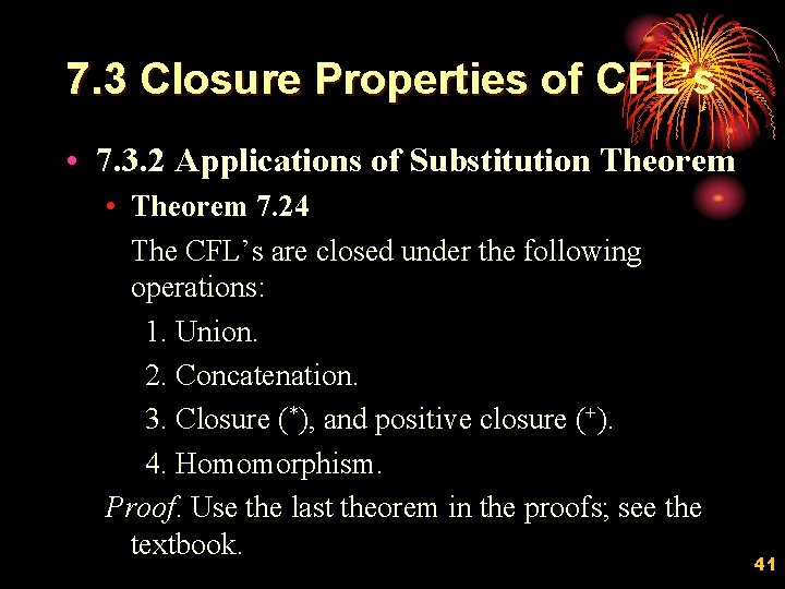 7. 3 Closure Properties of CFL’s • 7. 3. 2 Applications of Substitution Theorem