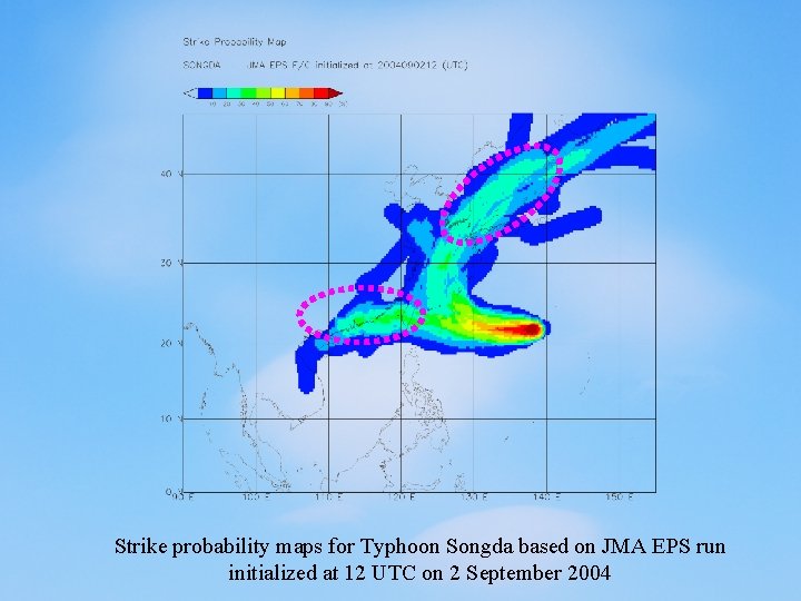 Strike probability maps for Typhoon Songda based on JMA EPS run initialized at 12