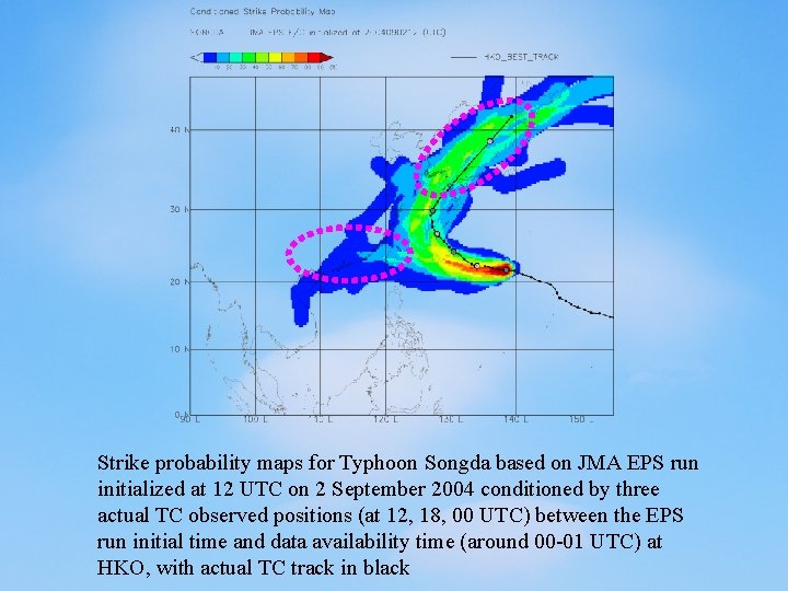 Strike probability maps for Typhoon Songda based on JMA EPS run initialized at 12