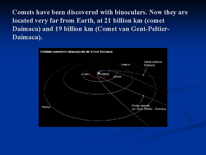 Comets have been discovered with binoculars. Now they are located very far from Earth,