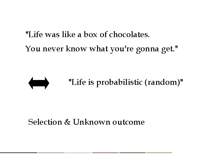 "Life was like a box of chocolates. You never know what you're gonna get.