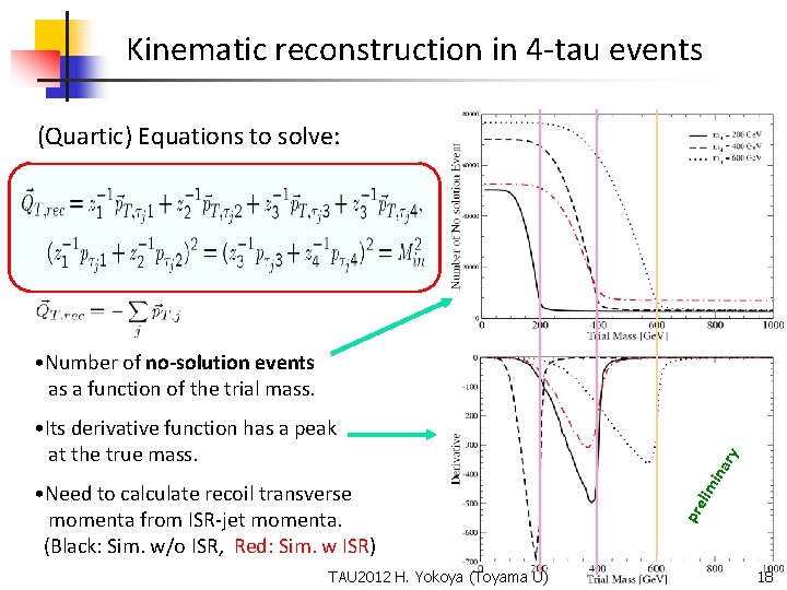 Kinematic reconstruction in 4 -tau events (Quartic) Equations to solve: TAU 2012 H. Yokoya