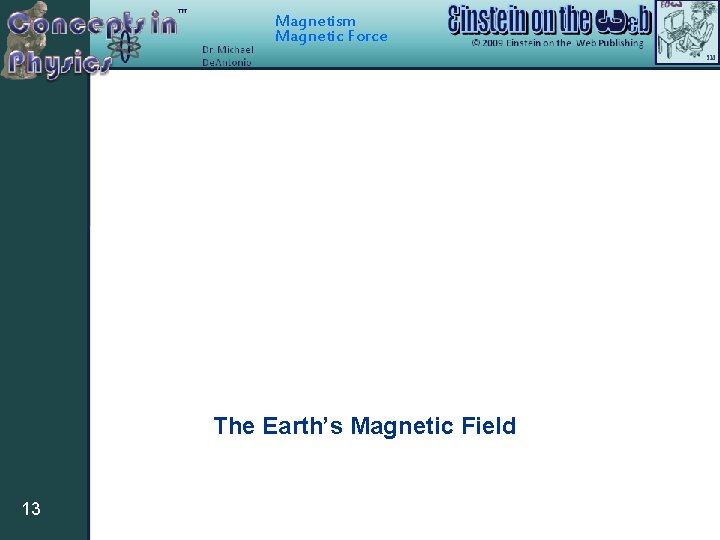 Magnetism Magnetic Force The Earth’s Magnetic Field 13 