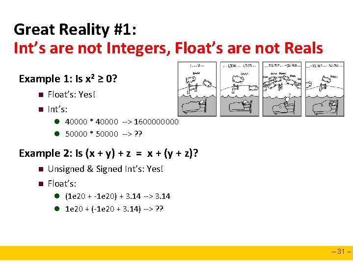 Great Reality #1: Int’s are not Integers, Float’s are not Reals Example 1: Is Great Reality #1: Int’s are not Integers, Float’s are not Reals Example 1: Is