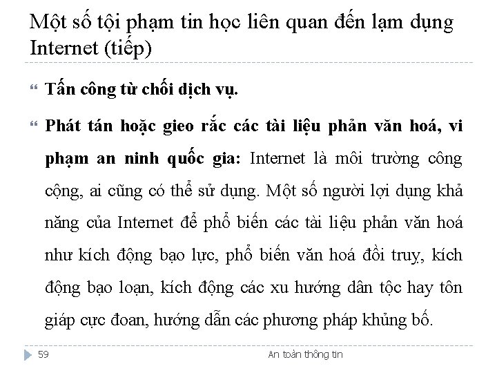 Một số tội phạm tin học liên quan đến lạm dụng Internet (tiếp) Tấn