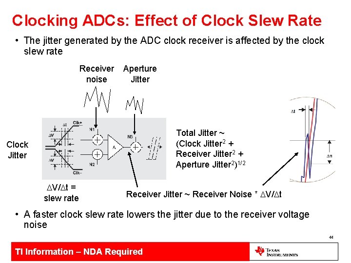 Clocking ADCs: Effect of Clock Slew Rate • The jitter generated by the ADC