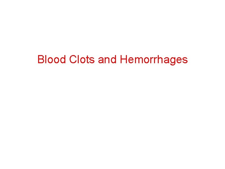 Blood Clots and Hemorrhages 