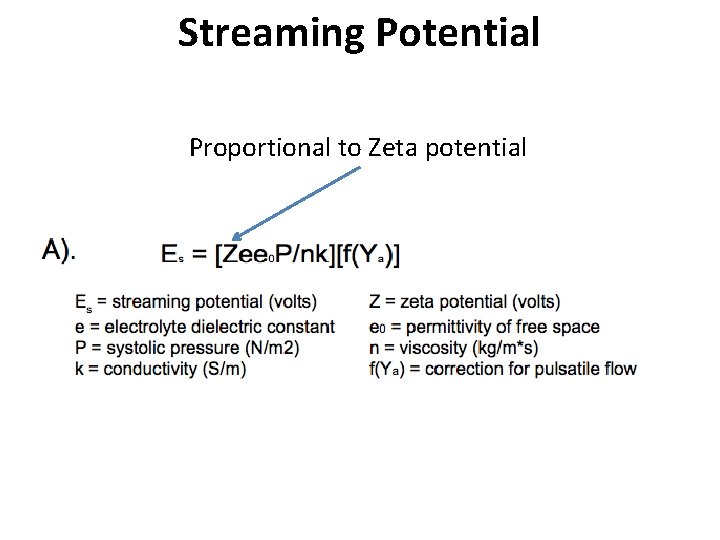 Streaming Potential Proportional to Zeta potential 