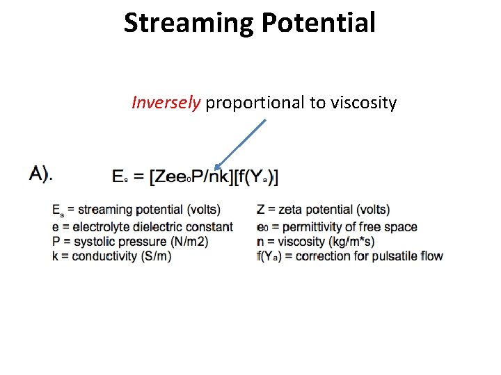 Streaming Potential Inversely proportional to viscosity 