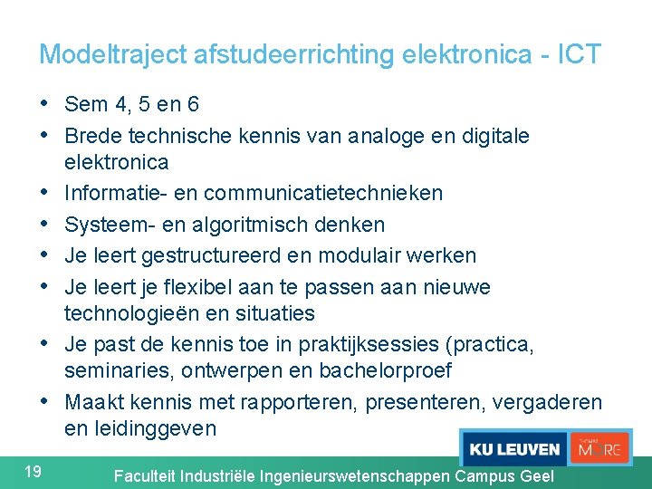 Modeltraject afstudeerrichting elektronica - ICT • Sem 4, 5 en 6 • Brede technische