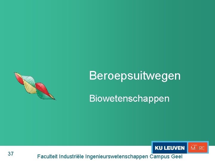 Beroepsuitwegen Biowetenschappen 37 Faculteit Industriële Ingenieurswetenschappen Campus Geel 