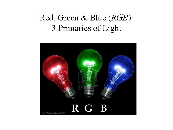 Red, Green & Blue (RGB): 3 Primaries of Light 