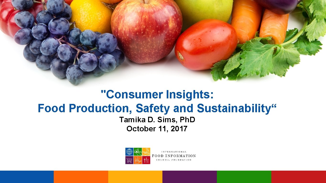 "Consumer Insights: Food Production, Safety and Sustainability“ Tamika D. Sims, Ph. D October 11,