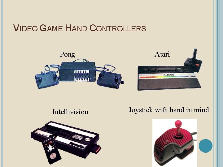 VIDEO GAME HAND CONTROLLERS Pong Intellivision Atari Joystick with hand in mind 