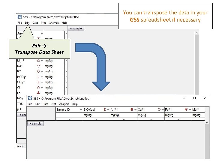You can transpose the data in your GSS spreadsheet if necessary Edit → Transpose