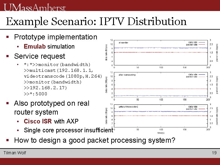 Example Scenario: IPTV Distribution § Prototype implementation • Emulab simulation § Service request • Example Scenario: IPTV Distribution § Prototype implementation • Emulab simulation § Service request •