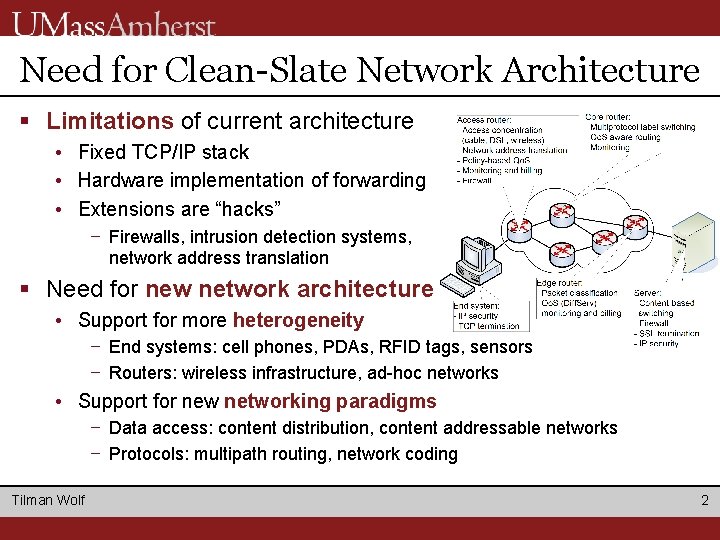 Need for Clean-Slate Network Architecture § Limitations of current architecture • Fixed TCP/IP stack Need for Clean-Slate Network Architecture § Limitations of current architecture • Fixed TCP/IP stack