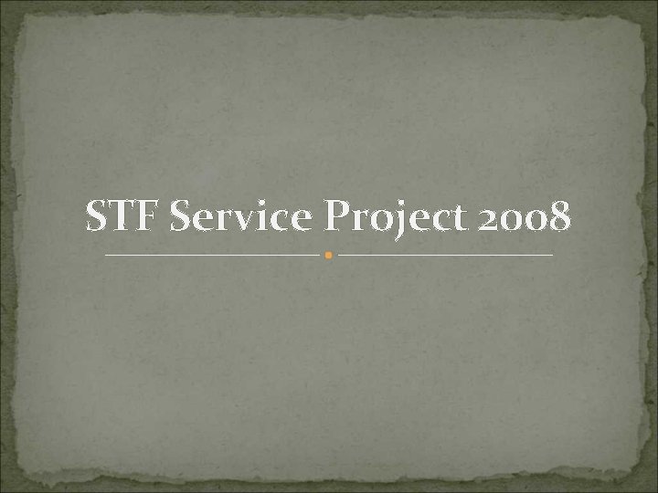 STF Service Project 2008 