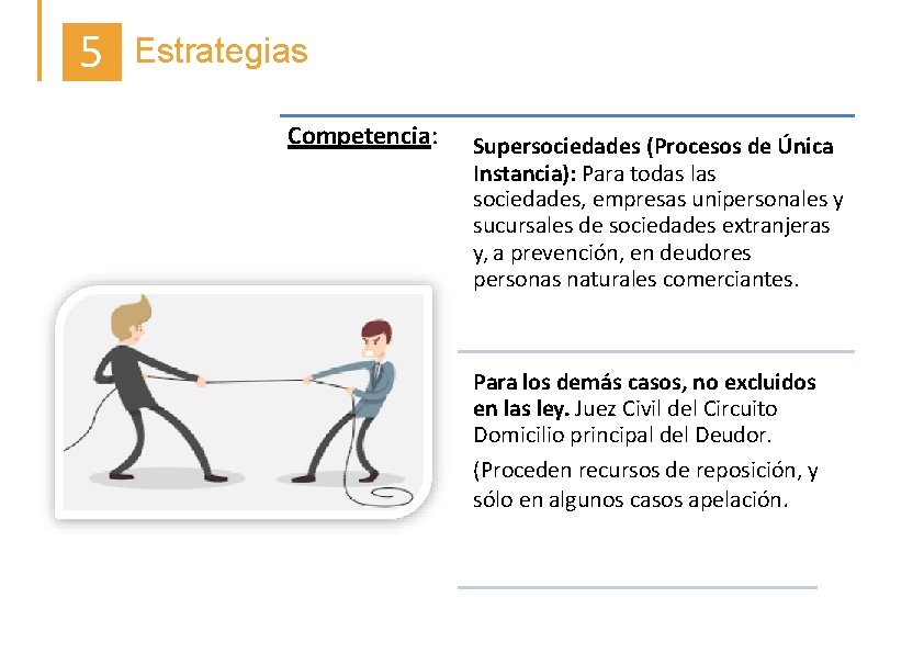 5 Estrategias Competencia: Supersociedades (Procesos de Única Instancia): Para todas las sociedades, empresas unipersonales