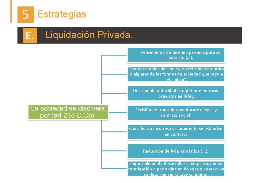 5 Estrategias E. Liquidación Privada. Vencimiento de término previsto para su duración (. .