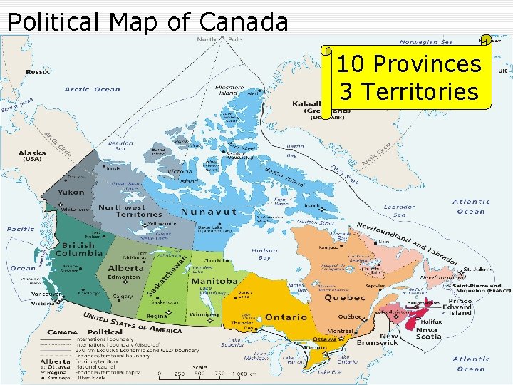 Political Map of Canada 10 Provinces 3 Territories 