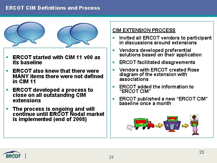 ERCOT CIM Definitions and Process CIM EXTENSION PROCESS § Invited all ERCOT vendors to ERCOT CIM Definitions and Process CIM EXTENSION PROCESS § Invited all ERCOT vendors to