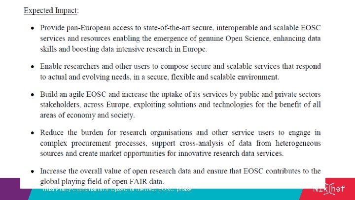 Trust Policy Coordination & Opsec for the next 'EOSC' phase 