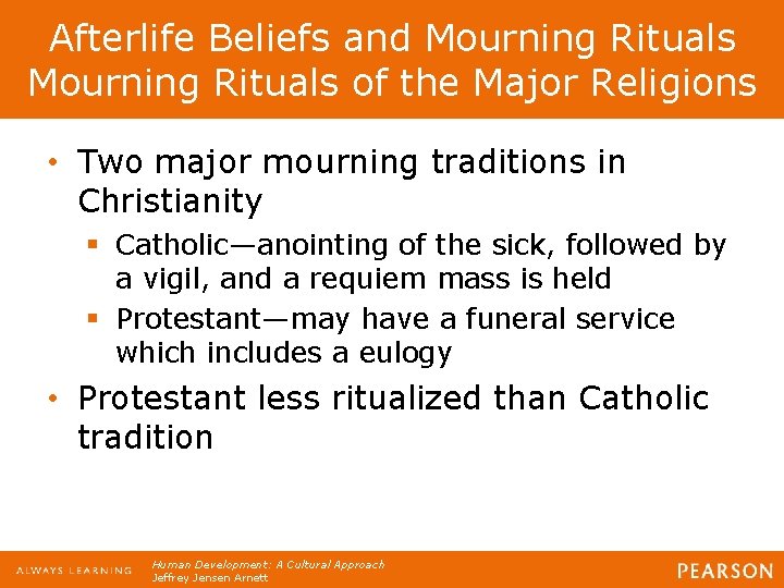 Afterlife Beliefs and Mourning Rituals of the Major Religions • Two major mourning traditions