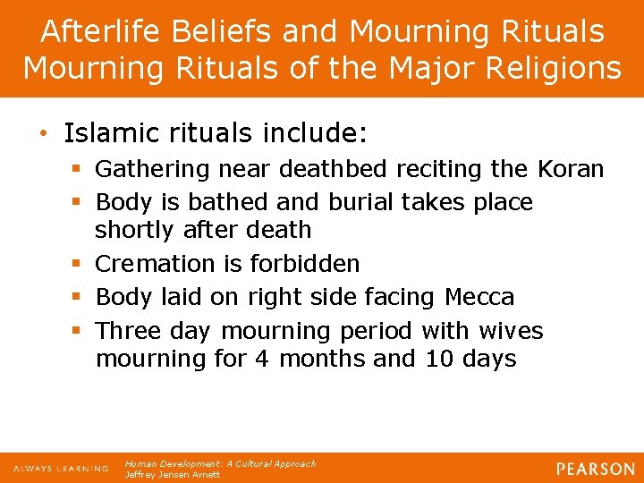 Afterlife Beliefs and Mourning Rituals of the Major Religions • Islamic rituals include: §