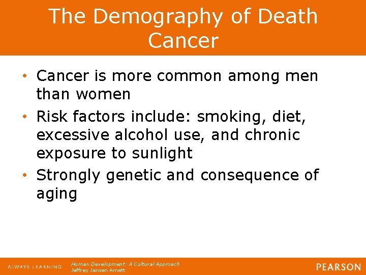 The Demography of Death Cancer • Cancer is more common among men than women