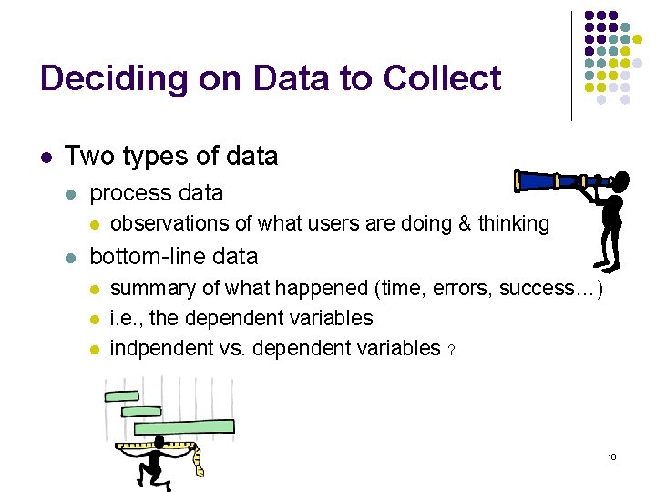 Deciding on Data to Collect l Two types of data l process data l