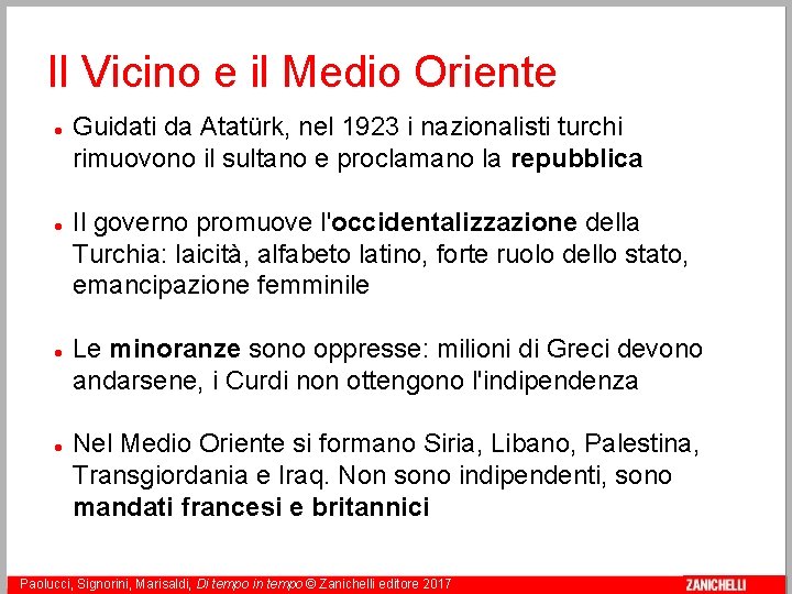 Il Vicino e il Medio Oriente Guidati da Atatürk, nel 1923 i nazionalisti turchi