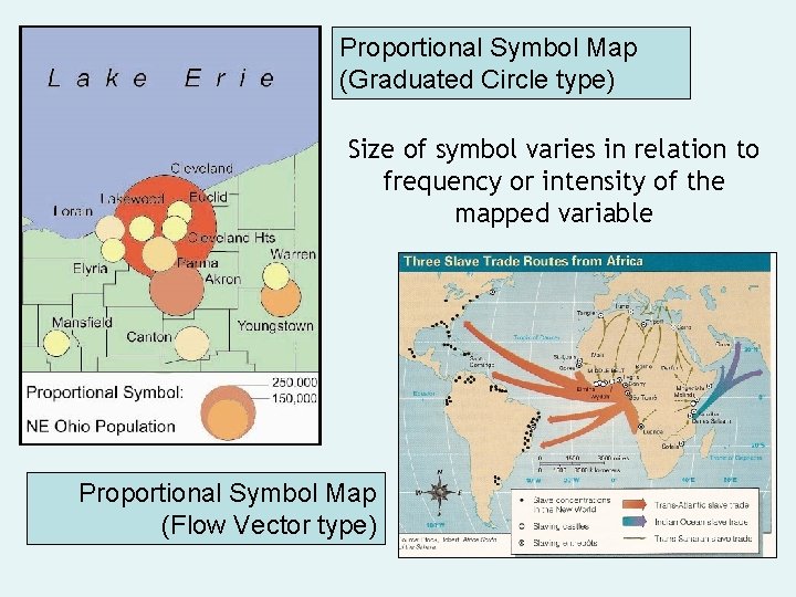 Proportional Symbol Map (Graduated Circle type) Size of symbol varies in relation to frequency