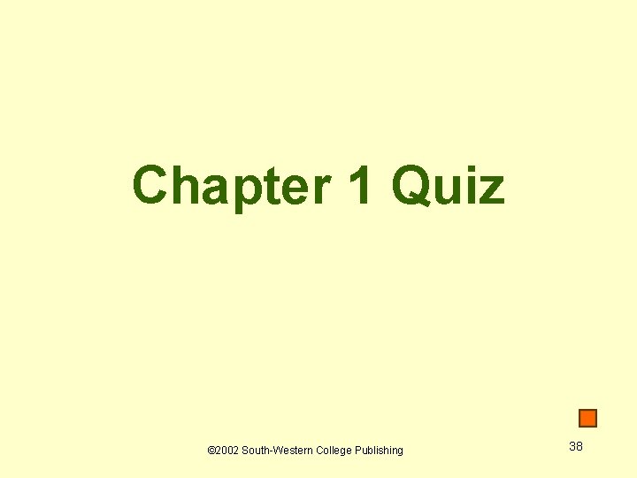 Chapter 1 Quiz © 2002 South-Western College Publishing 38 