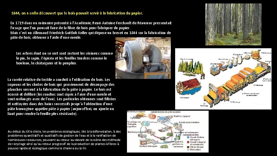  1844, on a enfin découvert que le bois pouvait servir à la fabrication