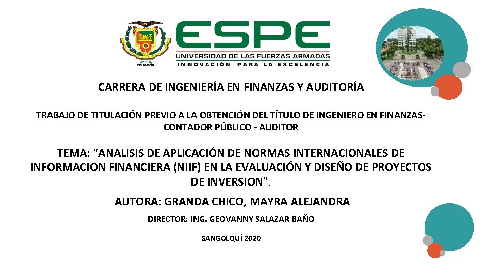 CARRERA DE INGENIERÍA EN FINANZAS Y AUDITORÍA TRABAJO DE TITULACIÓN PREVIO A LA OBTENCIÓN