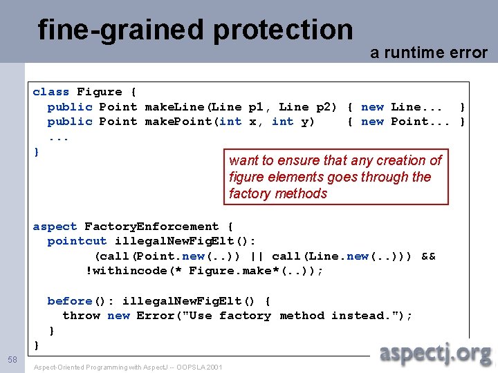 fine-grained protection a runtime error class Figure { public Point make. Line(Line p 1,