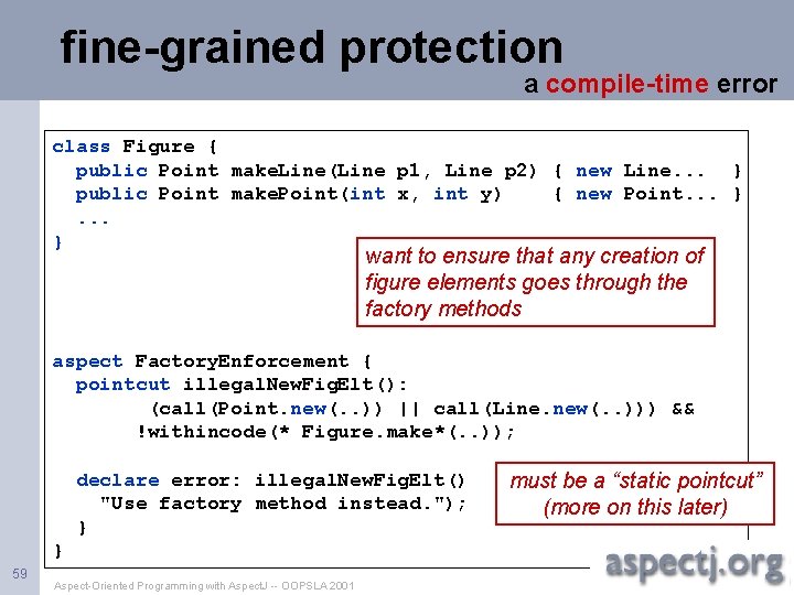 fine-grained protection a compile-time error class Figure { public Point make. Line(Line p 1,