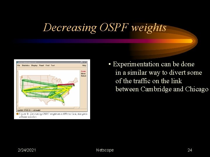 Decreasing OSPF weights • Experimentation can be done in a similar way to divert