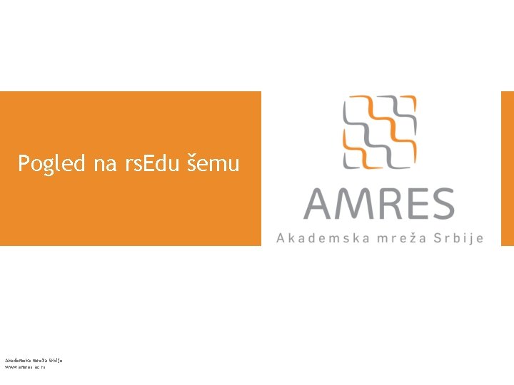 Pogled na rs. Edu šemu Akademska mreža Srbije www. amres. ac. rs 