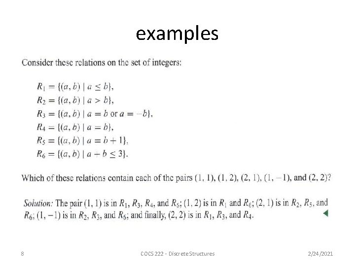 examples 8 COCS 222 - Discrete Structures 2/24/2021 