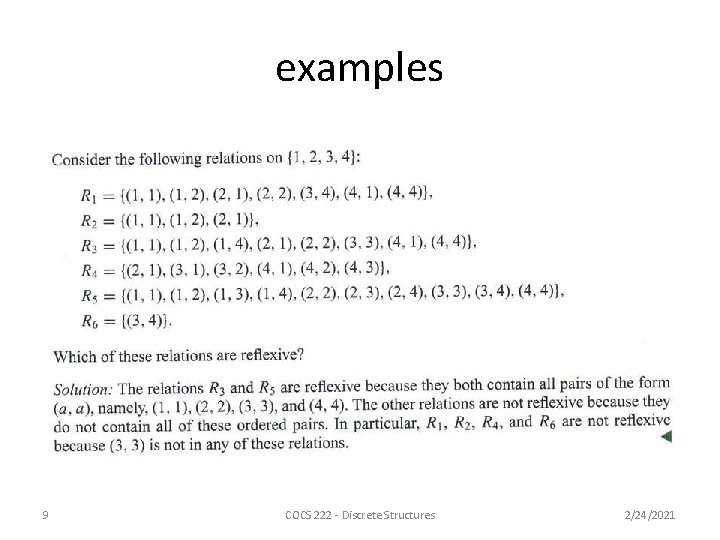 examples 9 COCS 222 - Discrete Structures 2/24/2021 